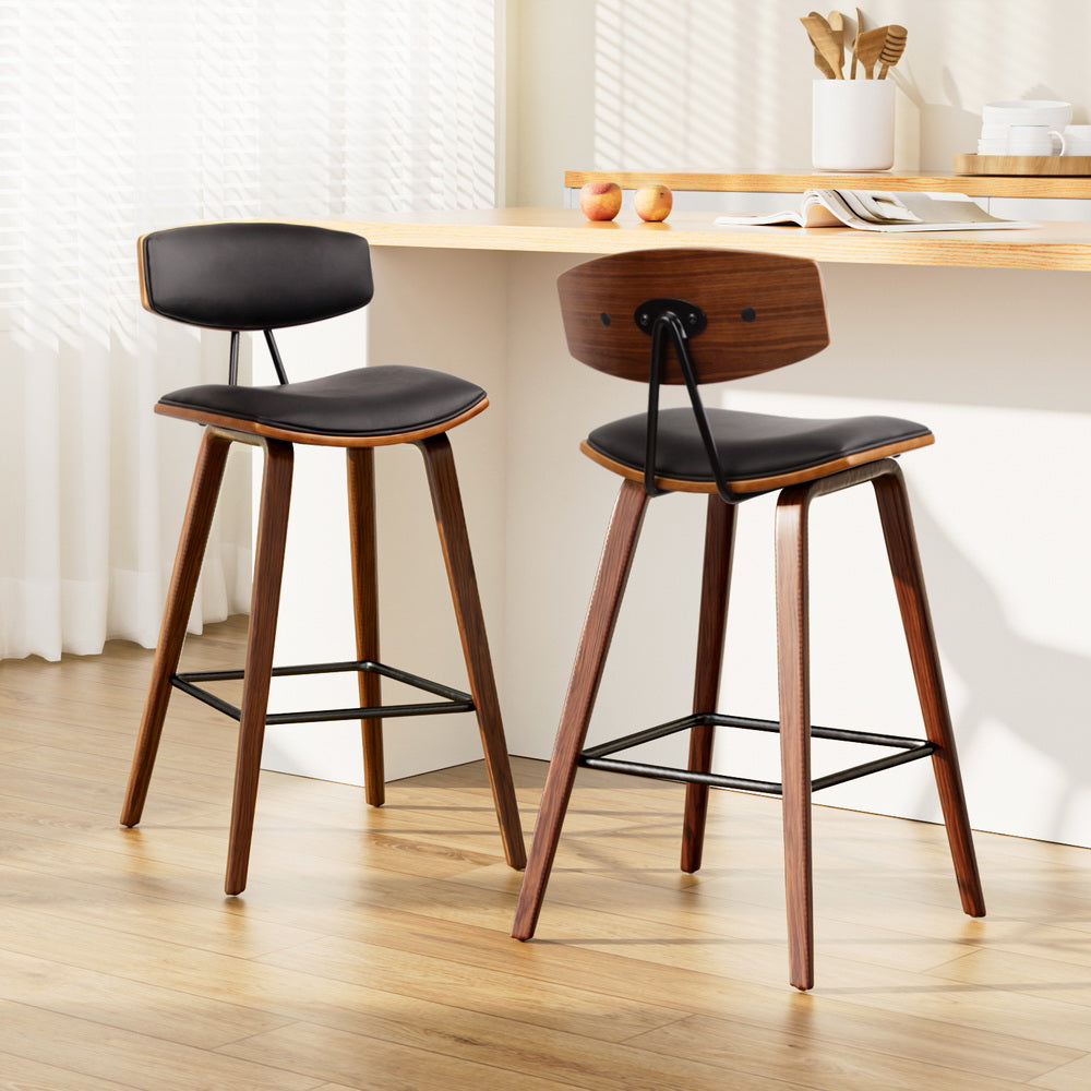 Artiss 2x Bar Stools Leather Padded w/Backrest-Furniture > Bar Stools & Chairs-PEROZ Accessories