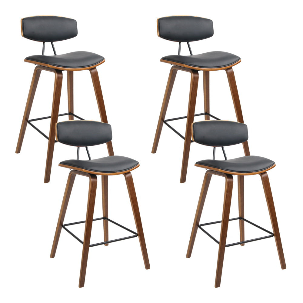 Artiss 4x Bar Stools Leather Padded w/Backrest-Furniture > Bar Stools & Chairs-PEROZ Accessories