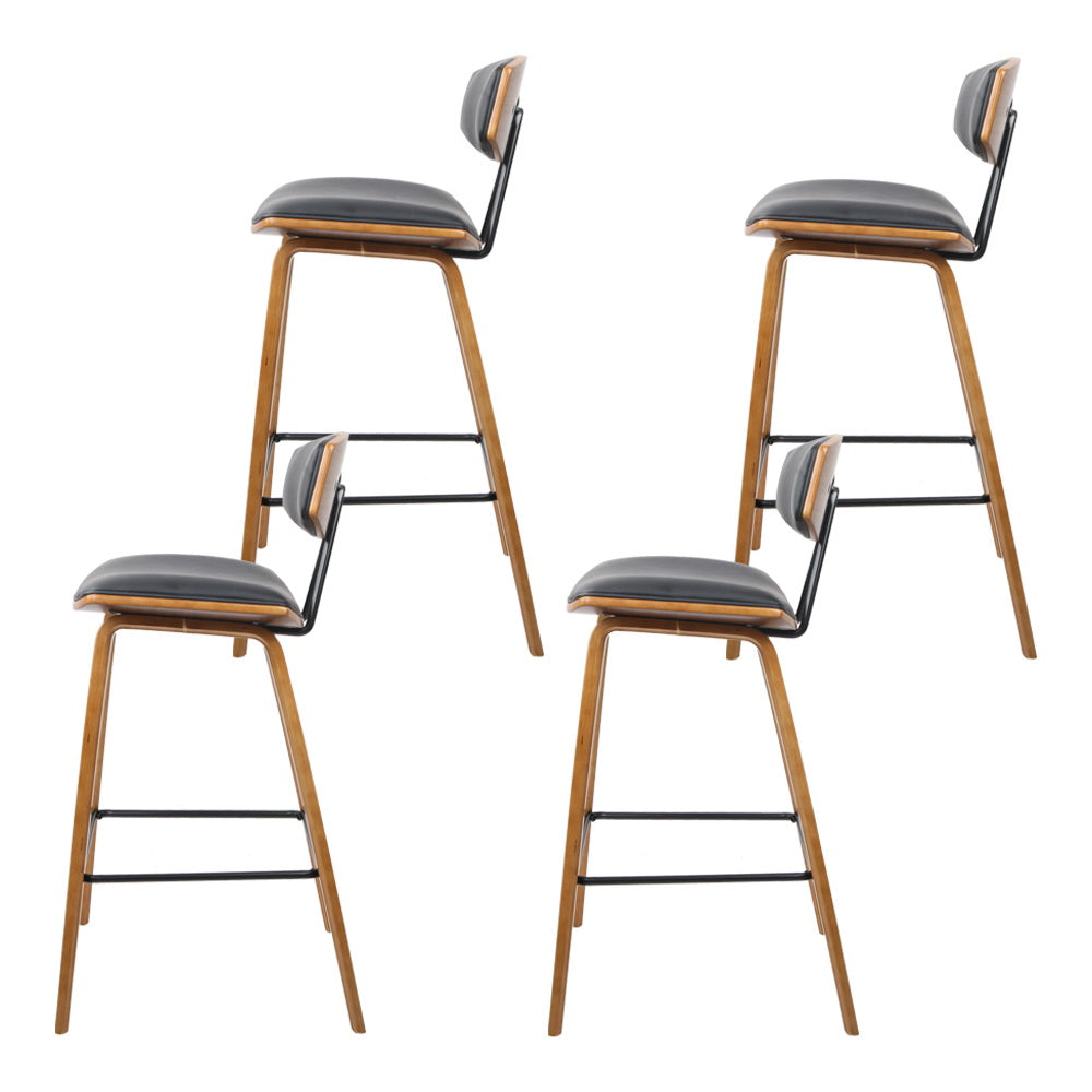 Artiss 4x Bar Stools Leather Padded w/Backrest-Furniture > Bar Stools & Chairs-PEROZ Accessories