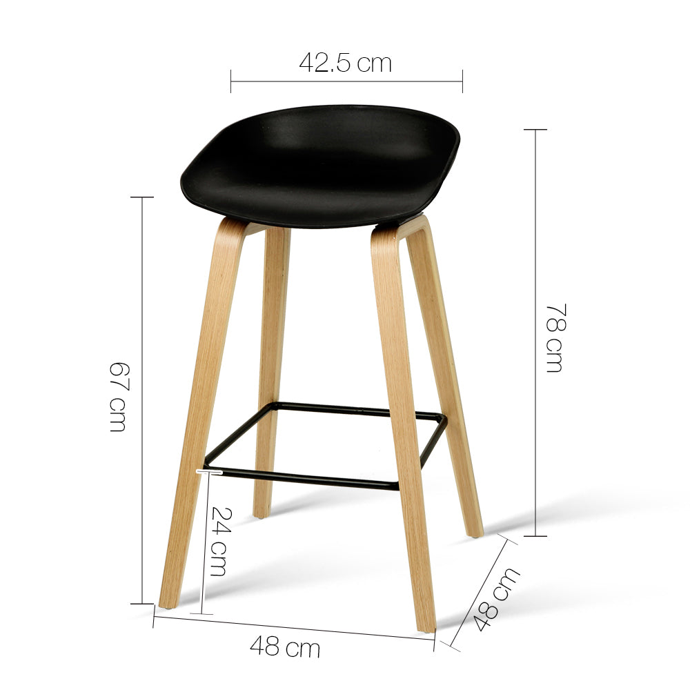 4x Artiss Bar Stools Kitchen Counter Stool Dining Chairs Wooden Black-Furniture > Bar Stools & Chairs > Table & Bar Stools-PEROZ Accessories