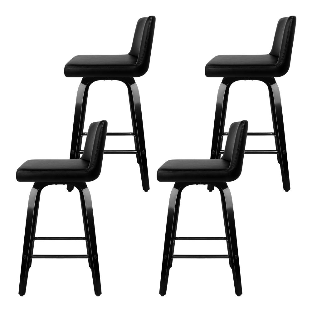 Artiss Bar Stools Kitchen Leather Barstools Swivel Wooden Chairs X4-Furniture > Bar Stools & Chairs-PEROZ Accessories