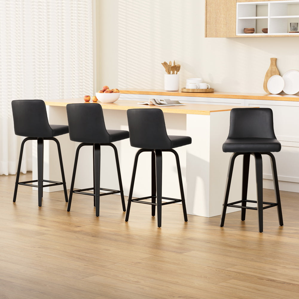 Artiss Bar Stools Kitchen Leather Barstools Swivel Wooden Chairs X4-Furniture > Bar Stools & Chairs-PEROZ Accessories