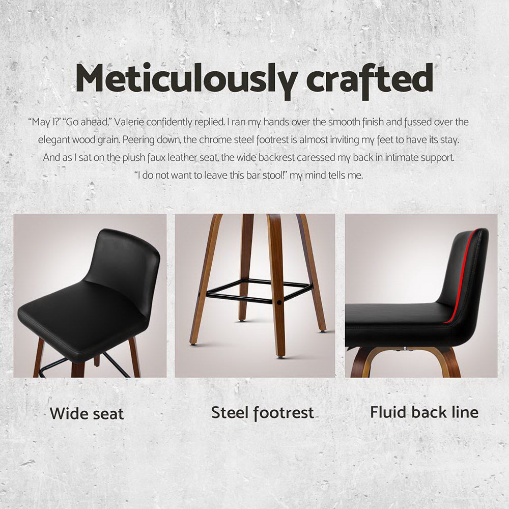 Artiss 4x Bar Stools Swivel Leather Padded Wooden-Furniture > Bar Stools & Chairs > Massage Chairs-PEROZ Accessories