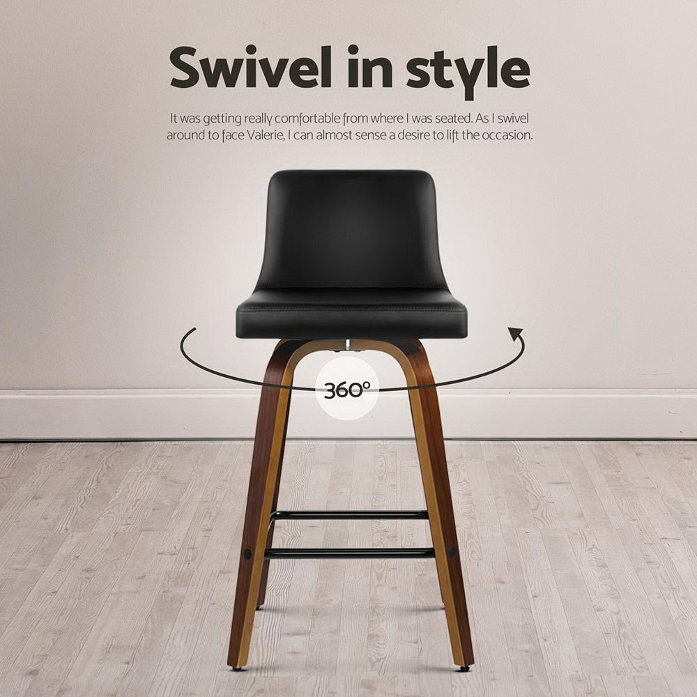 Artiss 4x Bar Stools Swivel Leather Padded Wooden-Furniture > Bar Stools & Chairs > Massage Chairs-PEROZ Accessories