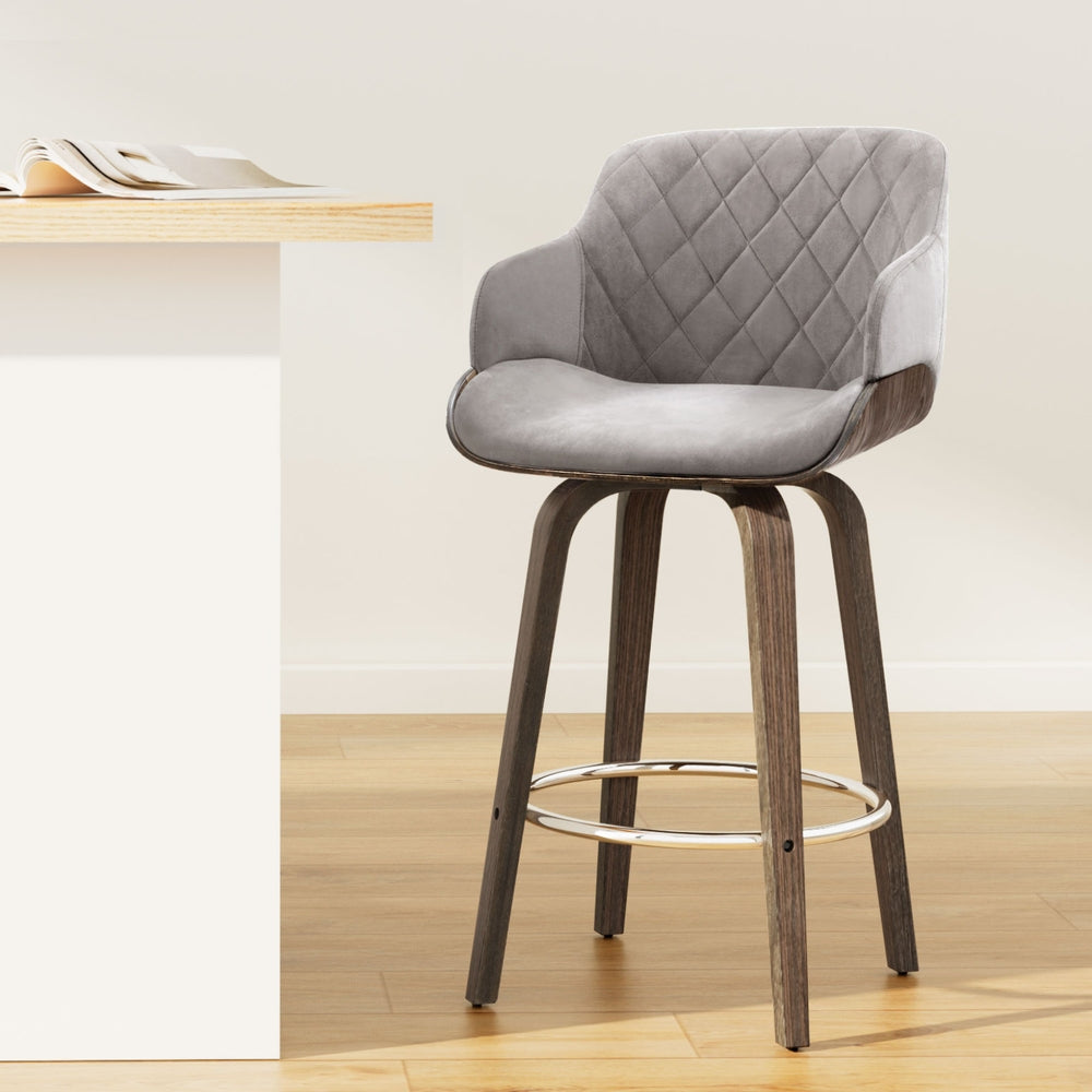 Artiss Bar Stools Swivel Velvet Padded Wooden-Bar Stools-PEROZ Accessories