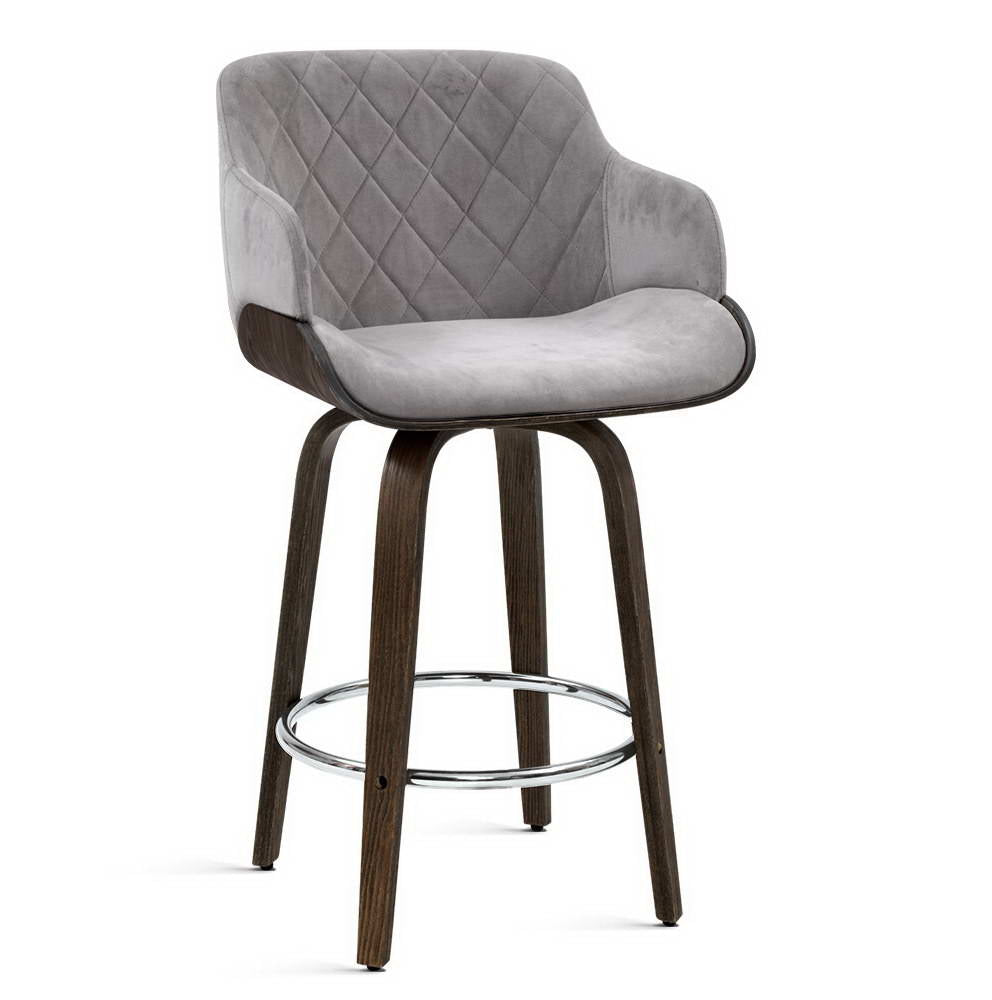 Artiss Bar Stools Swivel Velvet Padded Wooden-Bar Stools-PEROZ Accessories