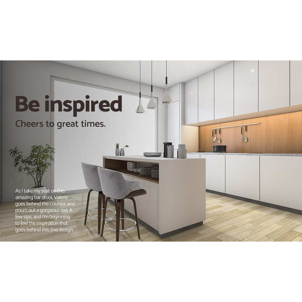 Artiss 2x Bar Stools Swivel Velvet Padded Wooden-Furniture > Bar Stools & Chairs-PEROZ Accessories