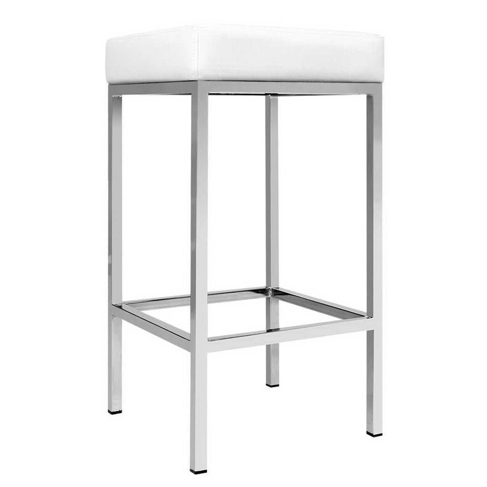 Artiss 2x Bar Stools Leather Padded Metal White-Bar Stools-PEROZ Accessories