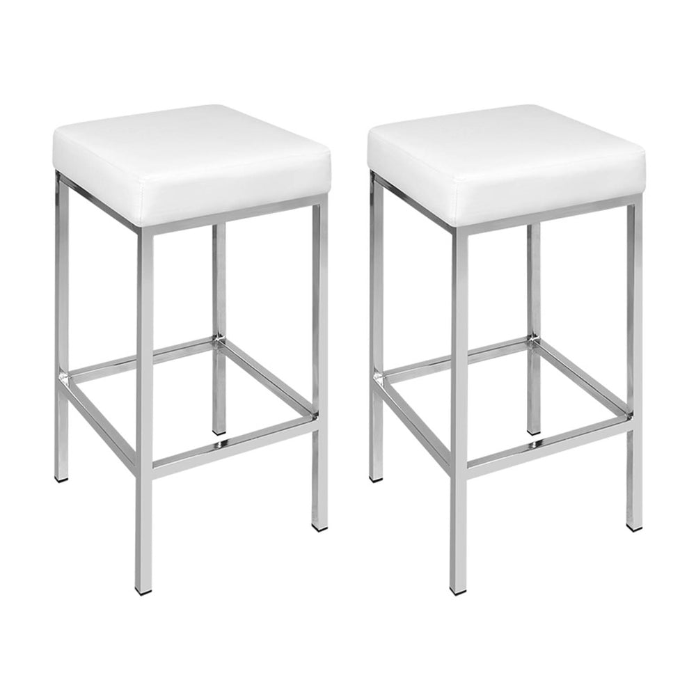 Artiss 4x Bar Stools Leather Padded Metal White-Furniture > Bar Stools & Chairs > Table & Bar Stools-PEROZ Accessories