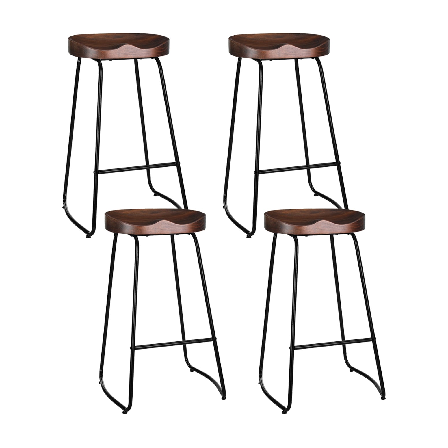 Artiss 4x Bar Stools Tractor Seat 75cm Black-Bar Stools-PEROZ Accessories