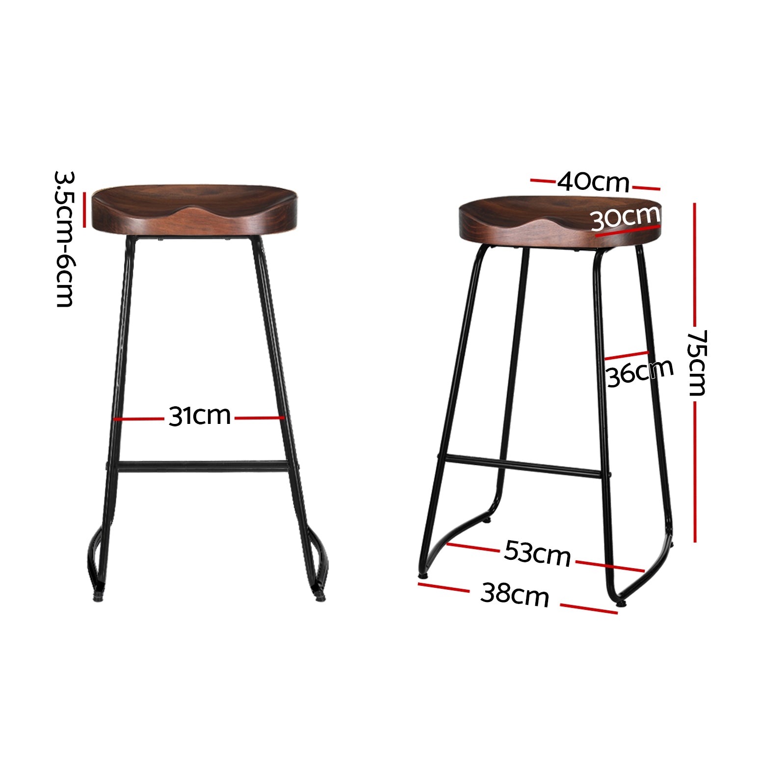 Artiss 4x Bar Stools Tractor Seat 75cm Black-Bar Stools-PEROZ Accessories