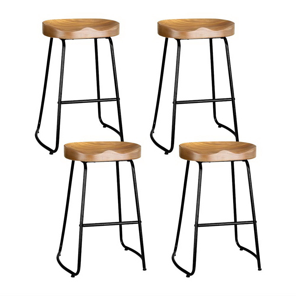 Artiss 4x Bar Stools Tractor Seat 65cm Wooden-Bar Stools-PEROZ Accessories