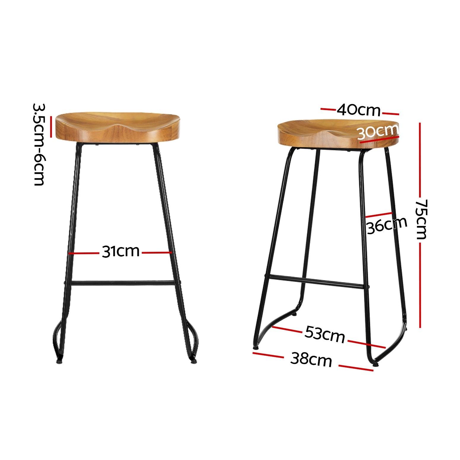 Artiss 2x Bar Stools Tractor Seat 75cm Wooden-Bar Stools-PEROZ Accessories