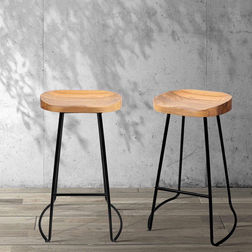 Artiss 2x Bar Stools Tractor Seat 75cm Wooden-Bar Stools-PEROZ Accessories