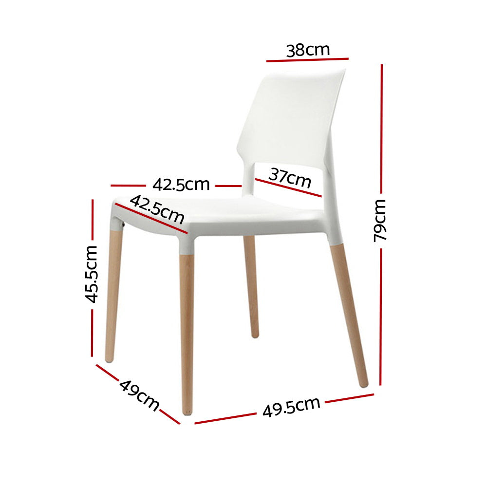 Artiss Dining Chairs Set of 4 Plastic Wooden Stackable White-Dining Chairs-PEROZ Accessories