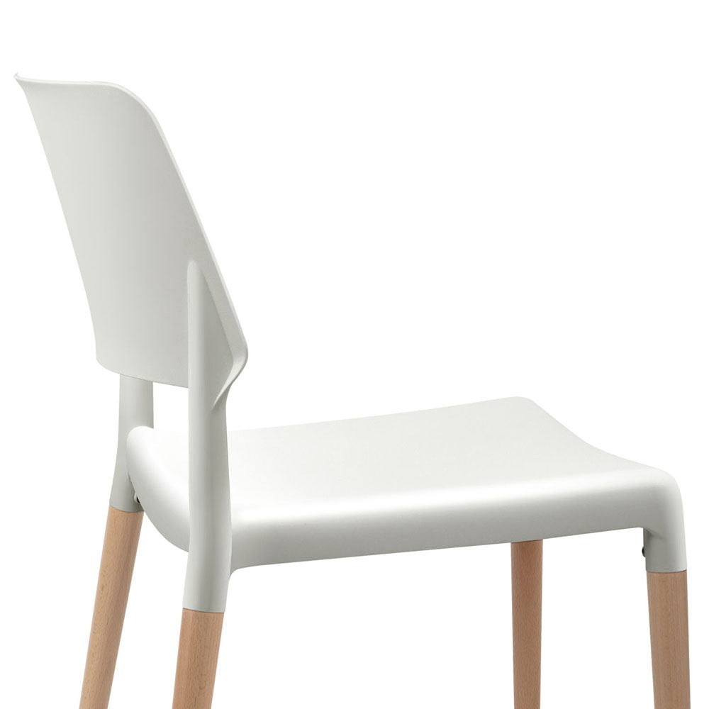 Artiss Dining Chairs Set of 4 Plastic Wooden Stackable White-Dining Chairs-PEROZ Accessories