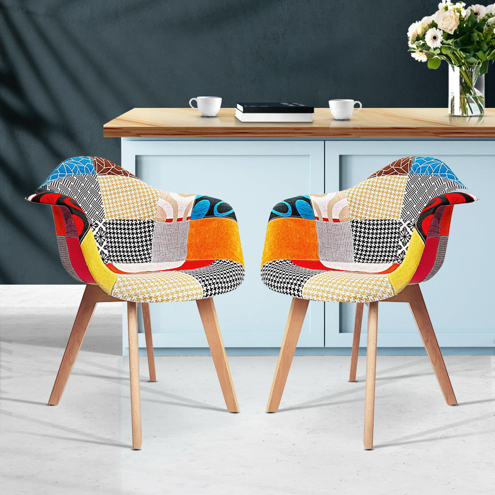 Artiss Dining Chairs Set of 2 Fabric Retro Replica DSW-Dining Chairs-PEROZ Accessories