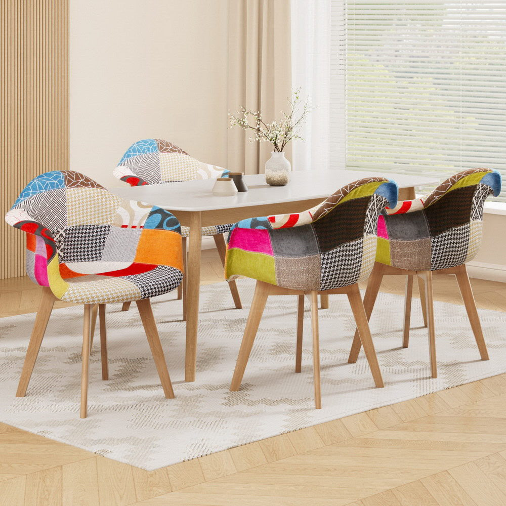 Artiss Dining Chairs Set of 4 Fabric Retro Replica DSW-Furniture > Dining > Kitchen & Dining Chairs-PEROZ Accessories