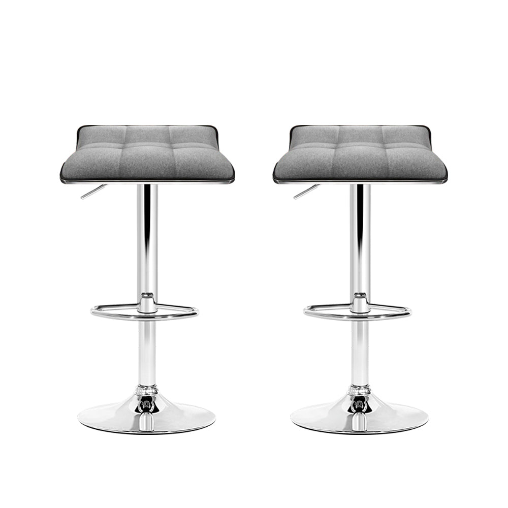 Artiss 2x Bar Stools Linen Padded Gas Lift-Bar Stools-PEROZ Accessories