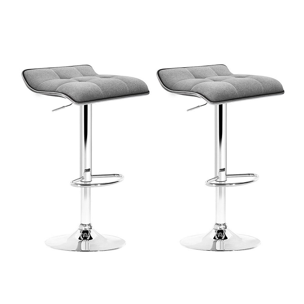 Artiss 2x Bar Stools Linen Padded Gas Lift-Bar Stools-PEROZ Accessories