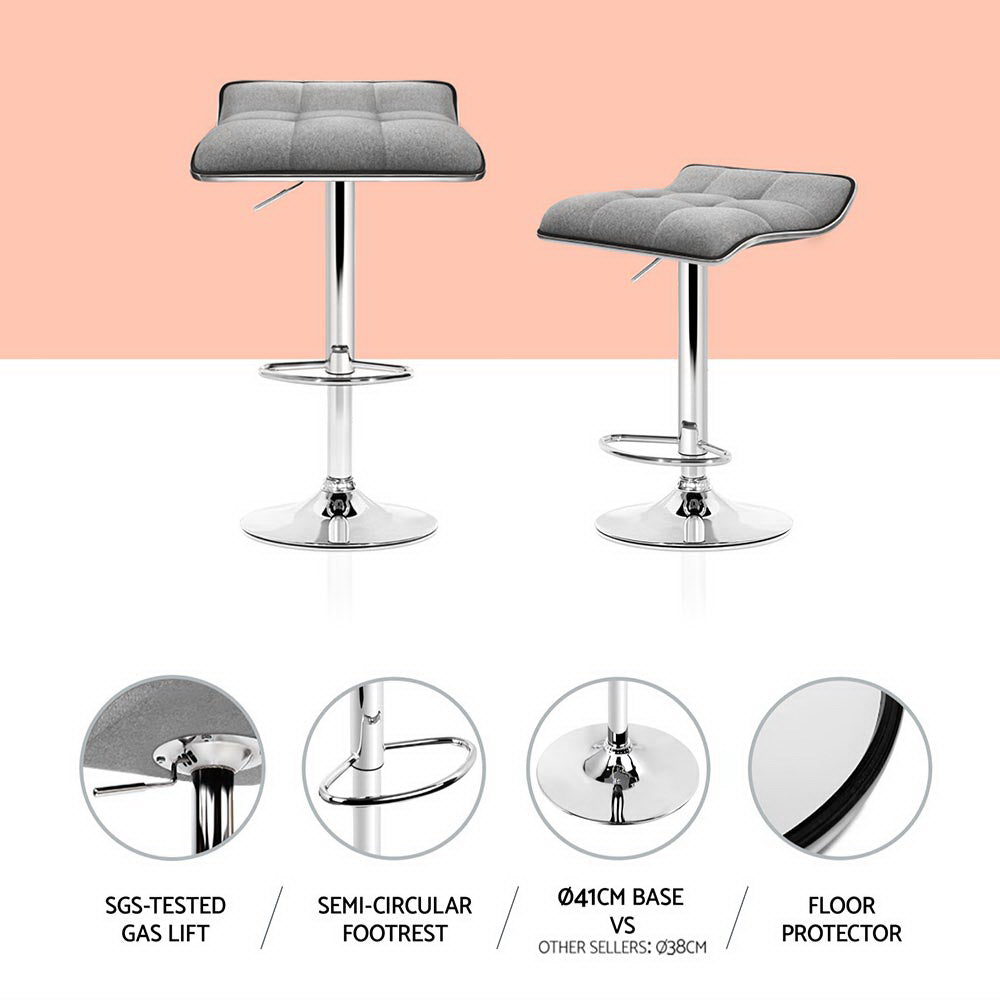 Artiss 4x Bar Stools Linen Padded Gas Lift-Furniture > Bar Stools & Chairs > Table & Bar Stools-PEROZ Accessories