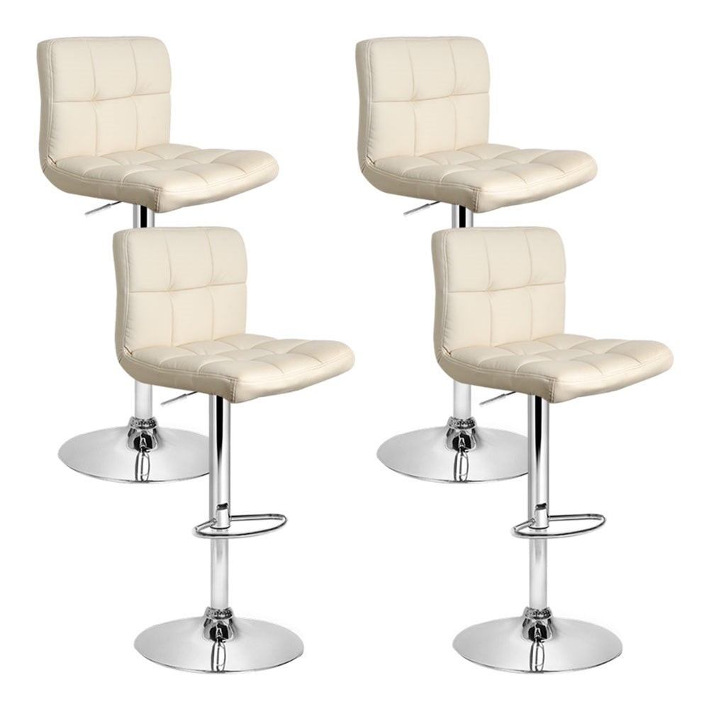 Artiss 4x Bar Stools Leather Gas Lift Beige-Furniture > Bar Stools & Chairs-PEROZ Accessories