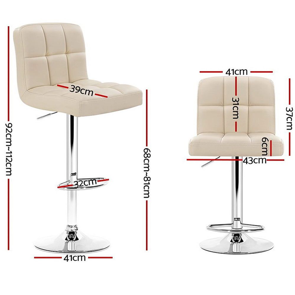 Artiss 4x Bar Stools Leather Gas Lift Beige-Furniture > Bar Stools & Chairs-PEROZ Accessories