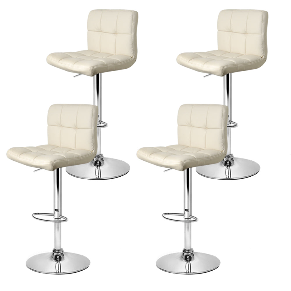 Artiss 4x Bar Stools Leather Gas Lift Beige-Furniture > Bar Stools & Chairs-PEROZ Accessories