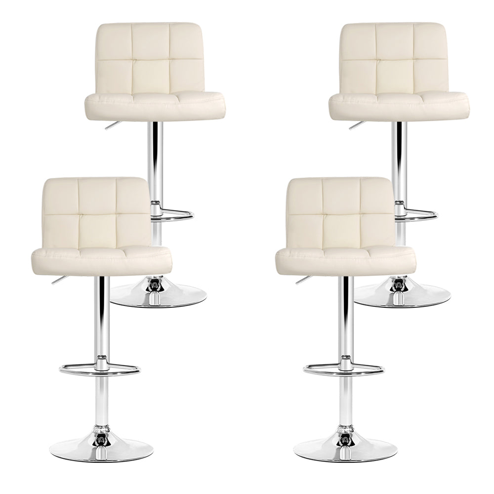 Artiss 4x Bar Stools Leather Gas Lift Beige-Furniture > Bar Stools & Chairs-PEROZ Accessories