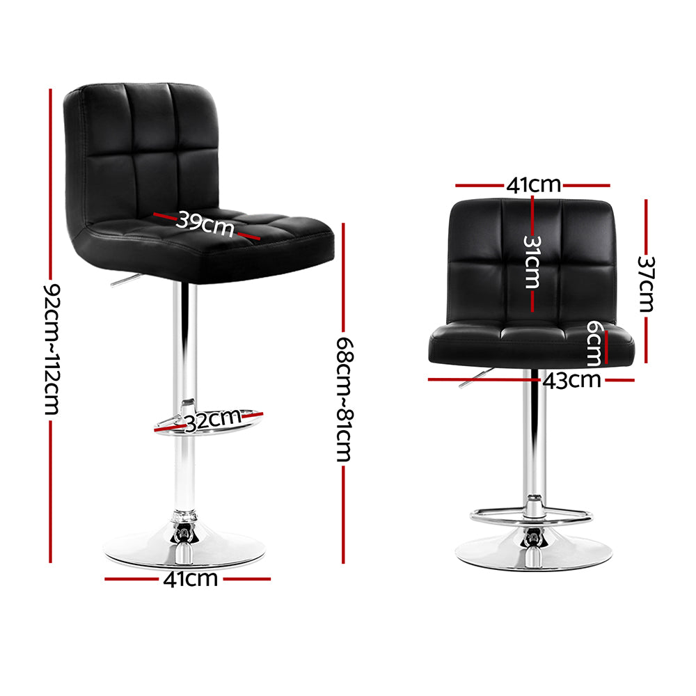 Artiss 2x Bar Stools Leather Gas Lift Black-Furniture > Bar Stools & Chairs-PEROZ Accessories