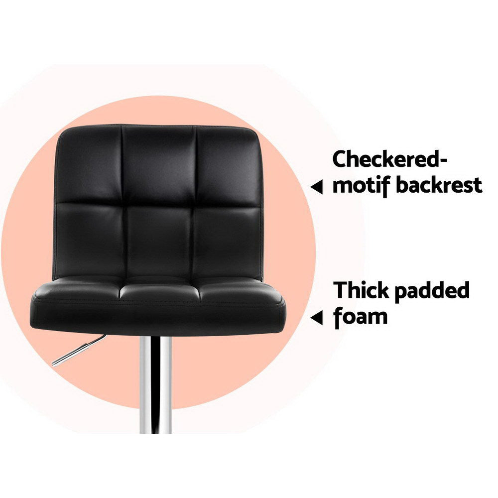 Artiss 2x Bar Stools Leather Gas Lift Black-Furniture > Bar Stools & Chairs-PEROZ Accessories