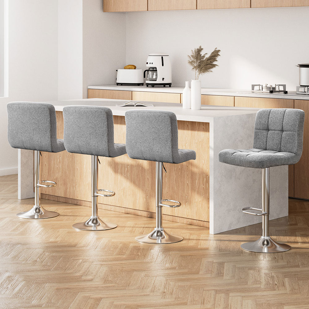 Artiss 4x Bar Stools Leather Gas Lift Grey-Furniture > Bar Stools & Chairs-PEROZ Accessories