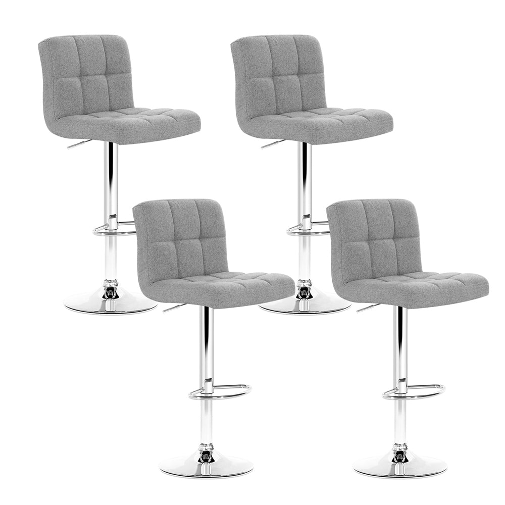 Artiss 4x Bar Stools Leather Gas Lift Grey-Furniture > Bar Stools & Chairs-PEROZ Accessories