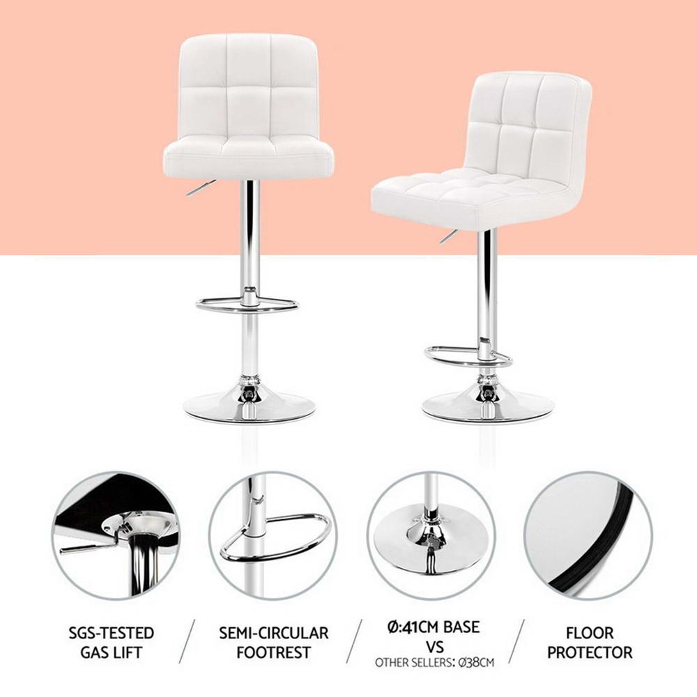 Artiss 4x Bar Stools Leather Gas Lift White-Furniture > Bar Stools & Chairs > Table & Bar Stools-PEROZ Accessories