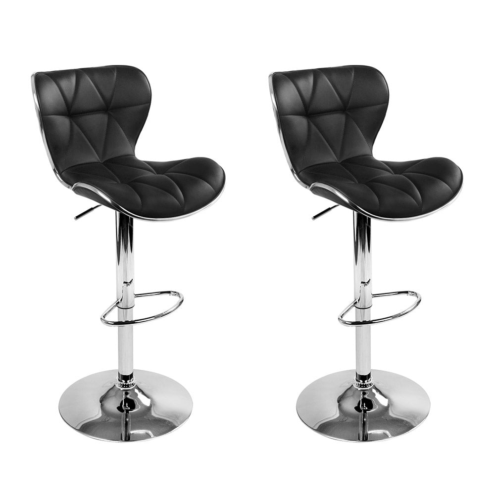 Artiss 2x Bar Stools Gas Lift Leather Seat Black-Furniture > Bar Stools & Chairs-PEROZ Accessories