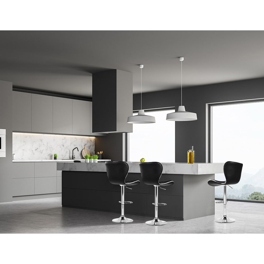 Artiss 2x Bar Stools Gas Lift Leather Seat Black-Furniture > Bar Stools & Chairs-PEROZ Accessories