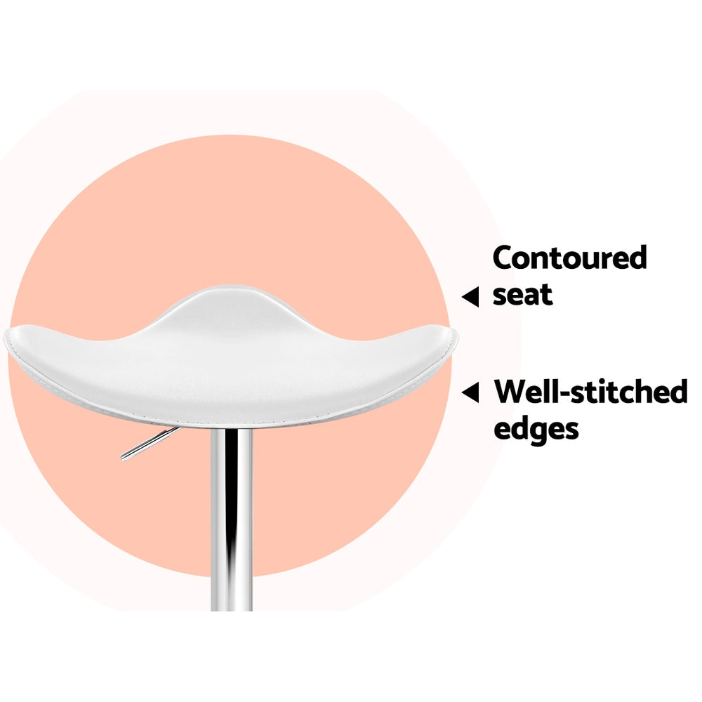 Artiss 2x Bar Stools Leather Gas Lift Chair White-Bar Stools-PEROZ Accessories