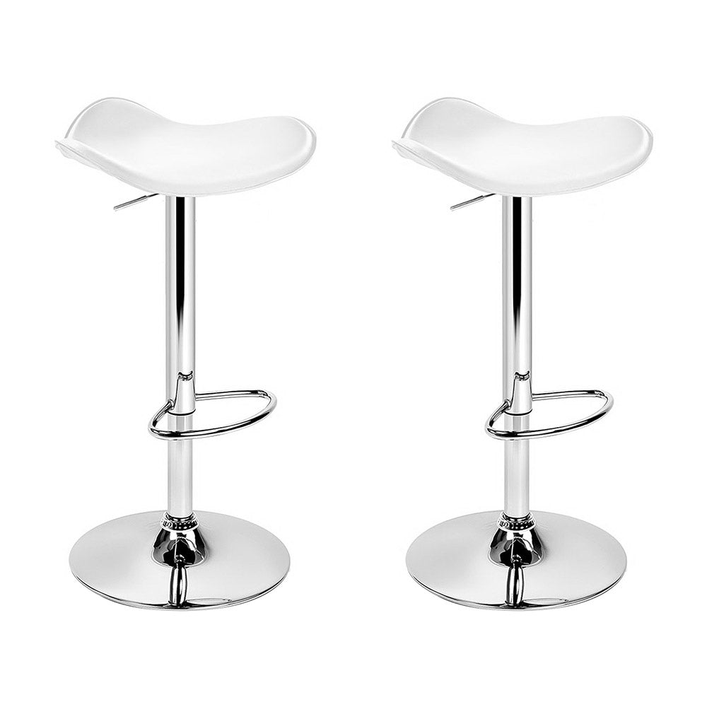 Artiss 2x Bar Stools Leather Gas Lift Chair White-Bar Stools-PEROZ Accessories