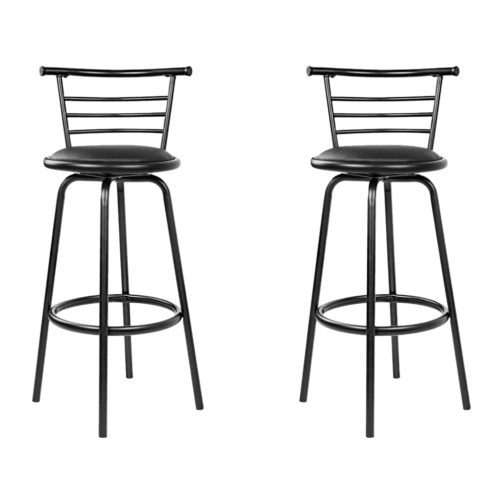 Artiss 2x Bar Stools Swivel Leather Padded Metal-Furniture > Bar Stools & Chairs-PEROZ Accessories