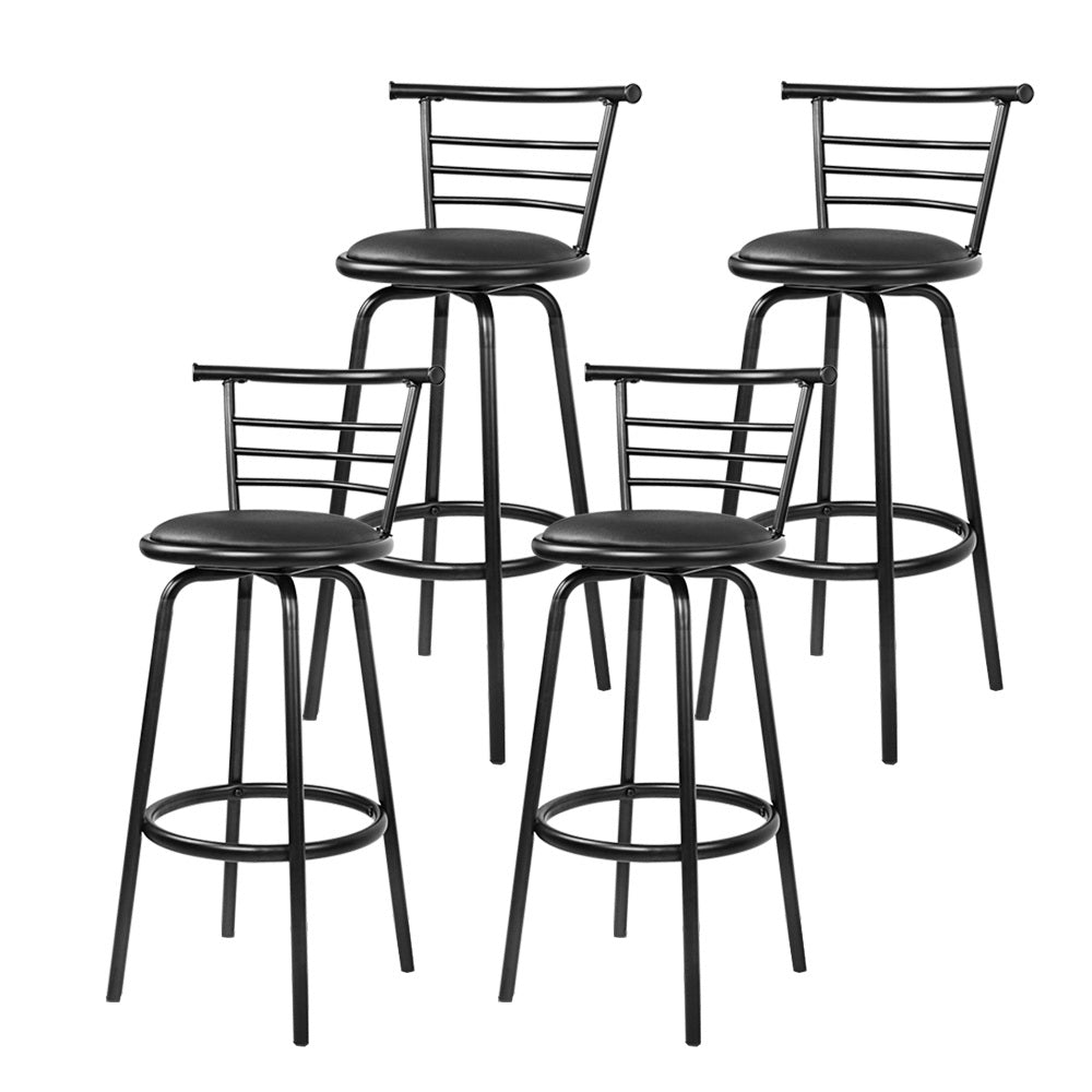 Artiss 4x Bar Stools Swivel Leather Padded Metal-Furniture > Bar Stools & Chairs-PEROZ Accessories