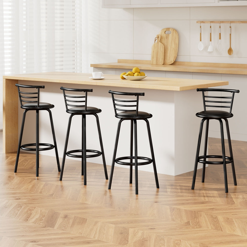 Artiss 4x Bar Stools Swivel Leather Padded Metal-Furniture > Bar Stools & Chairs-PEROZ Accessories