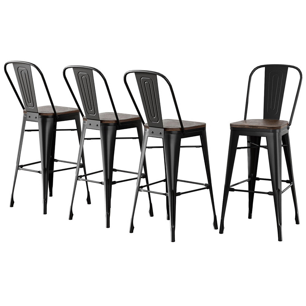 4x Artiss Metal Bar Stools Wooden Seat Retro Counter Stool-Furniture > Bar Stools & Chairs > Table & Bar Stools-PEROZ Accessories
