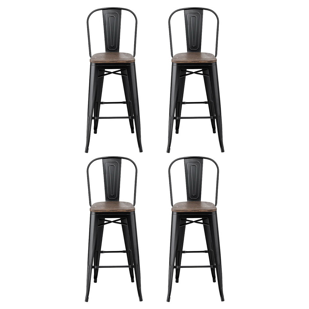 4x Artiss Metal Bar Stools Wooden Seat Retro Counter Stool-Furniture > Bar Stools & Chairs > Table & Bar Stools-PEROZ Accessories