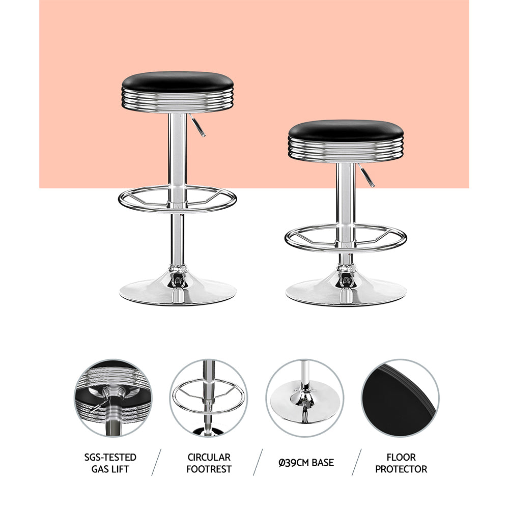 Artiss 4x Bar Stools Leather Padded Gas Lift Silver-Bar Stools-PEROZ Accessories