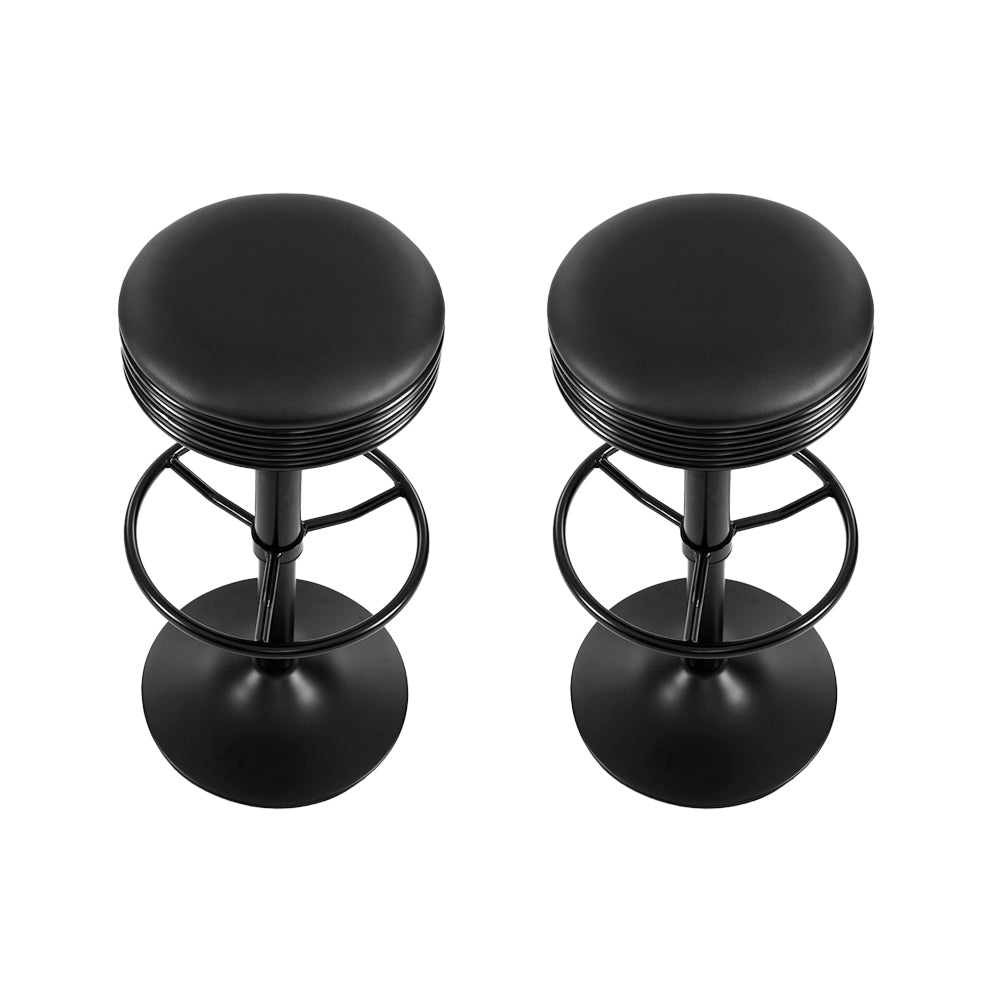 Artiss 2x Bar Stools Leather Padded Gas Lift Black-Furniture > Bar Stools & Chairs-PEROZ Accessories