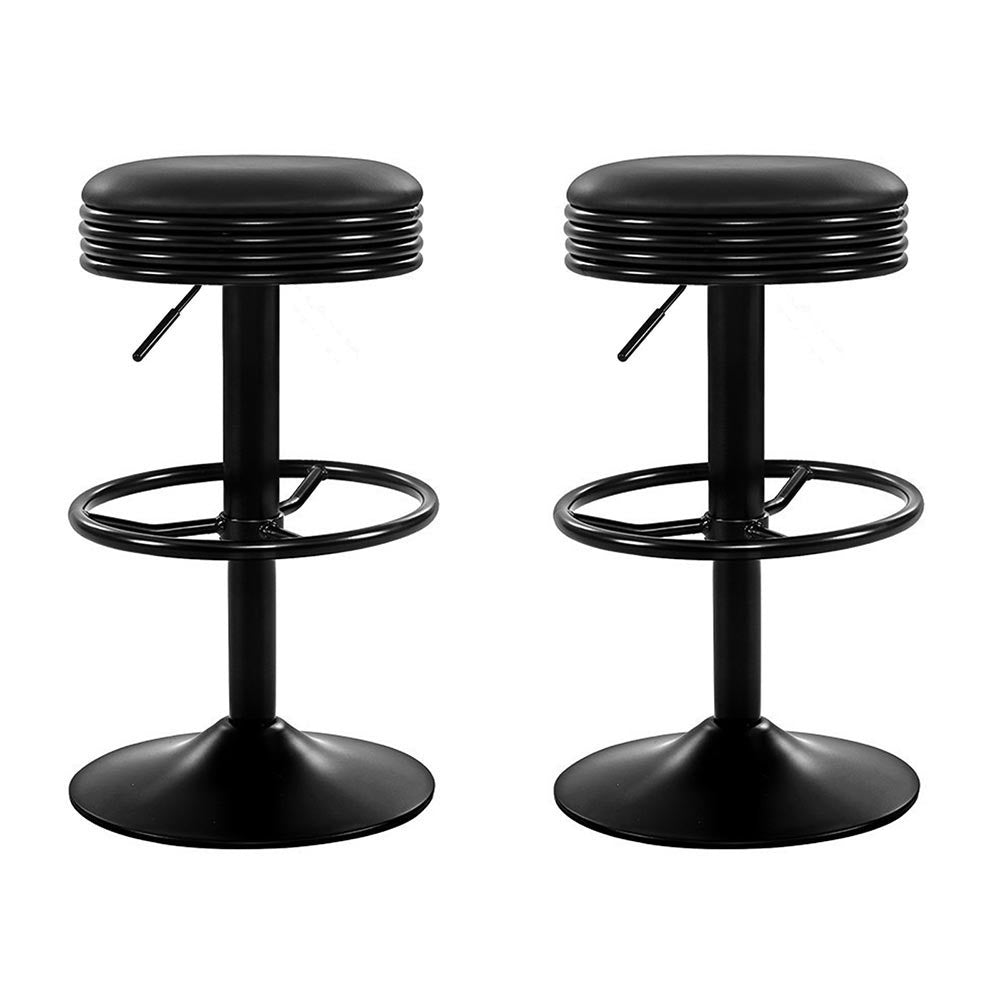 Artiss 2x Bar Stools Leather Padded Gas Lift Black-Furniture > Bar Stools & Chairs-PEROZ Accessories