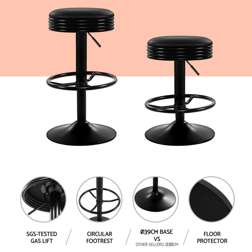 Artiss 4x Bar Stools Leather Padded Gas Lift Black-Furniture > Bar Stools & Chairs > Massage Chairs-PEROZ Accessories