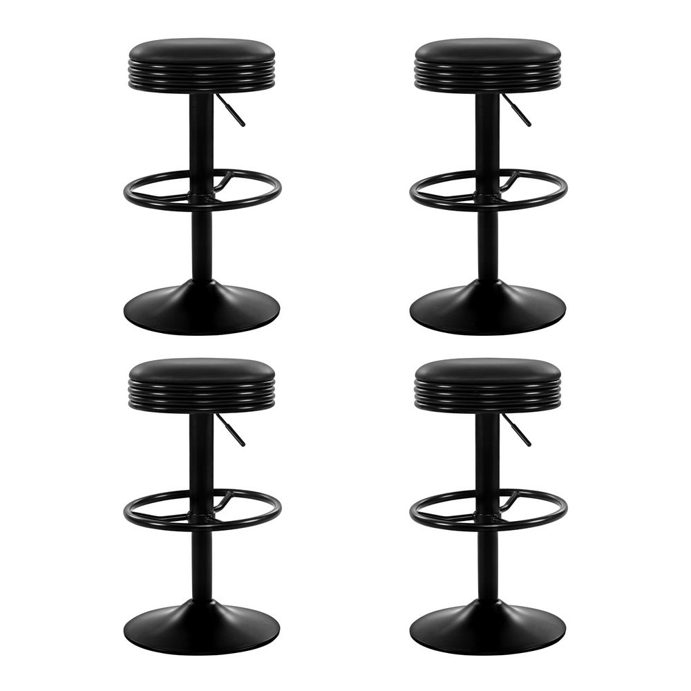 Artiss 4x Bar Stools Leather Padded Gas Lift Black-Furniture > Bar Stools & Chairs > Massage Chairs-PEROZ Accessories