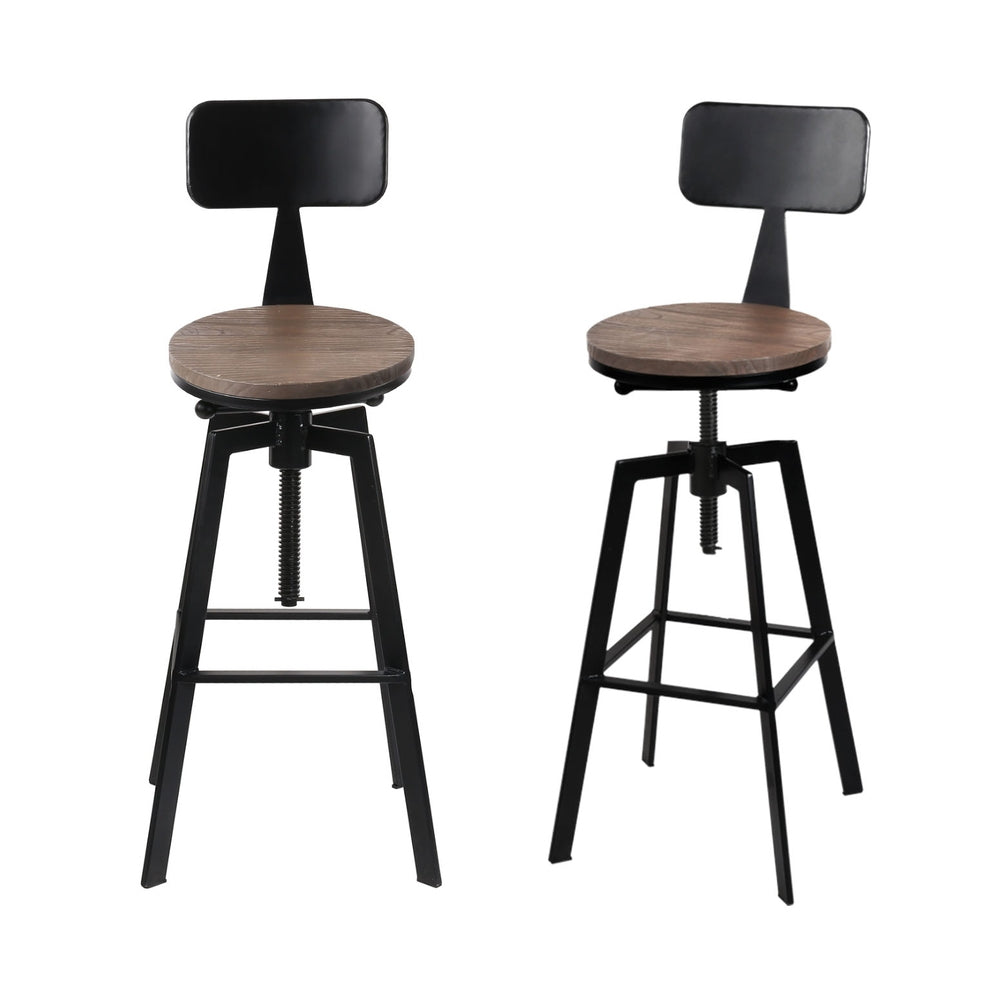 Artiss 4x Bar Stools Kitchen Dining Chairs Adjustable Wood Stool w/Backrest-Furniture > Bar Stools & Chairs > Table & Bar Stools-PEROZ Accessories