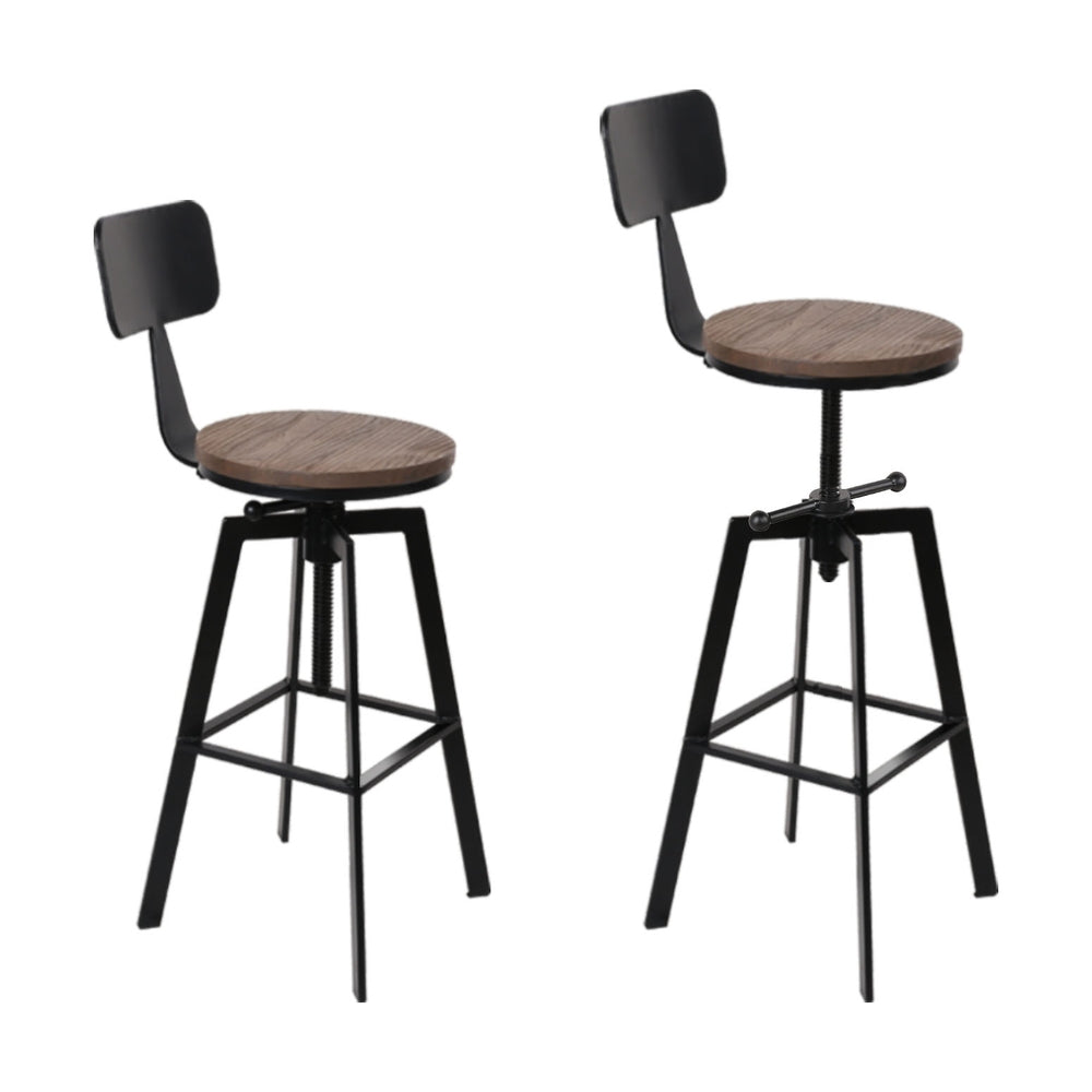 Artiss 4x Bar Stools Kitchen Dining Chairs Adjustable Wood Stool w/Backrest-Furniture > Bar Stools & Chairs > Table & Bar Stools-PEROZ Accessories